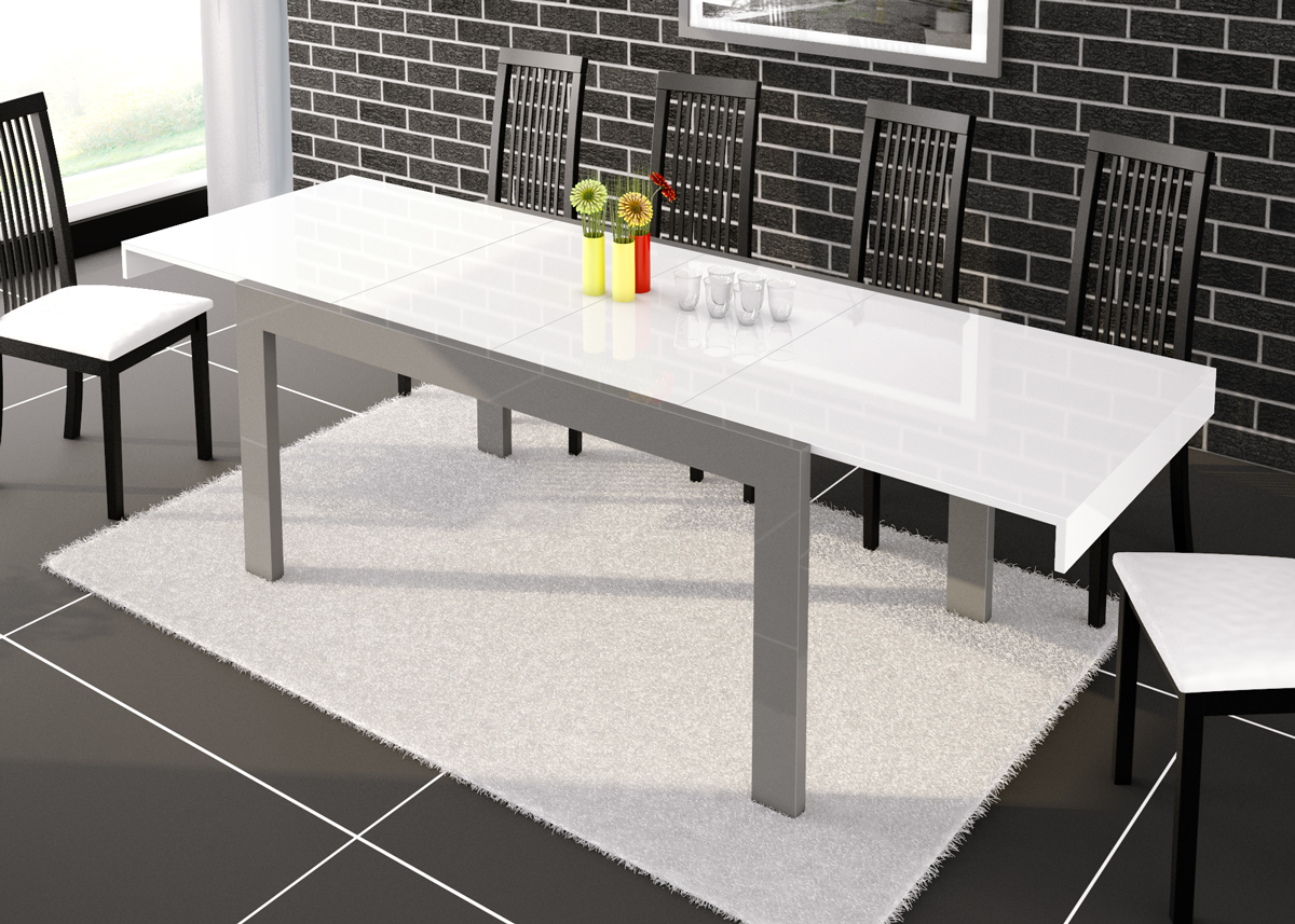 Jídelní stůl IMPERIA 160 (bílá lesk/grafit lesk) 