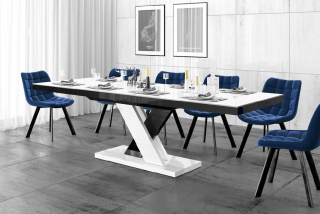 Jídelní stůl XENON LUX (bílá lesk/černá/bílá lesk/bílá lesk)