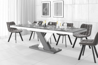 Jídelní stůl XENON LUX (šedá lesk/bílá/šedá lesk/šedá lesk)